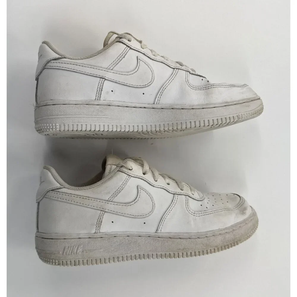 Nike Air Force 1 Shoes Youth Boys 3 Y White Leather Athletic Sneakers School Gym